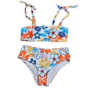 Cupshe Floral Bikini in Blue, Orange, and Yellow